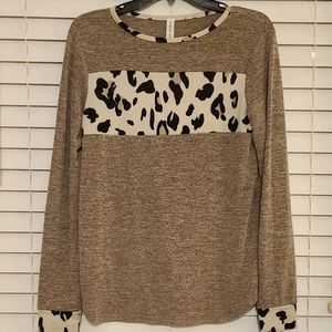 Tickled Teal long sleeve animal print sweater